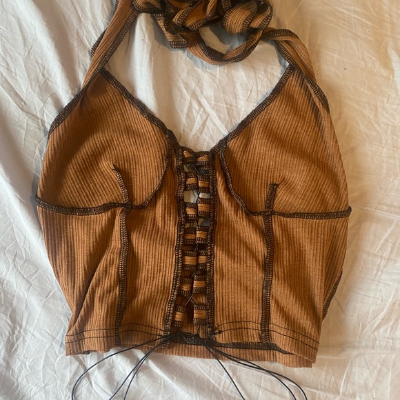 Brown lace up fairy crop top. - Picture 2 of 3